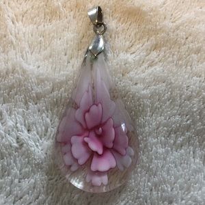 Pink art glass pendant